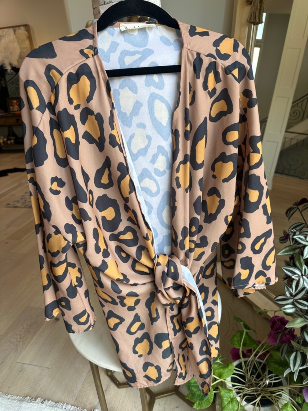 Leopard Print Open Front Kimono
